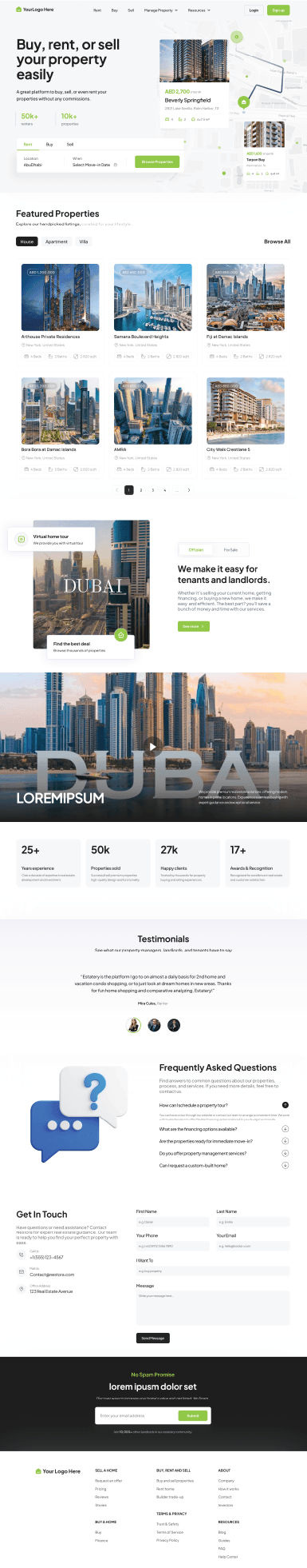 Luxury theme — full page preview of a BrokerPromote real estate website